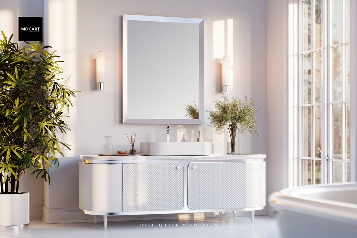 Bathroom Wallpaper Interior Mockup 3