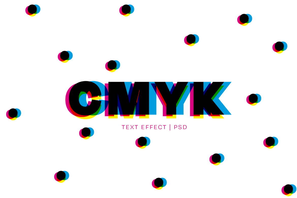 Cmyk Color Text Effect Mockup