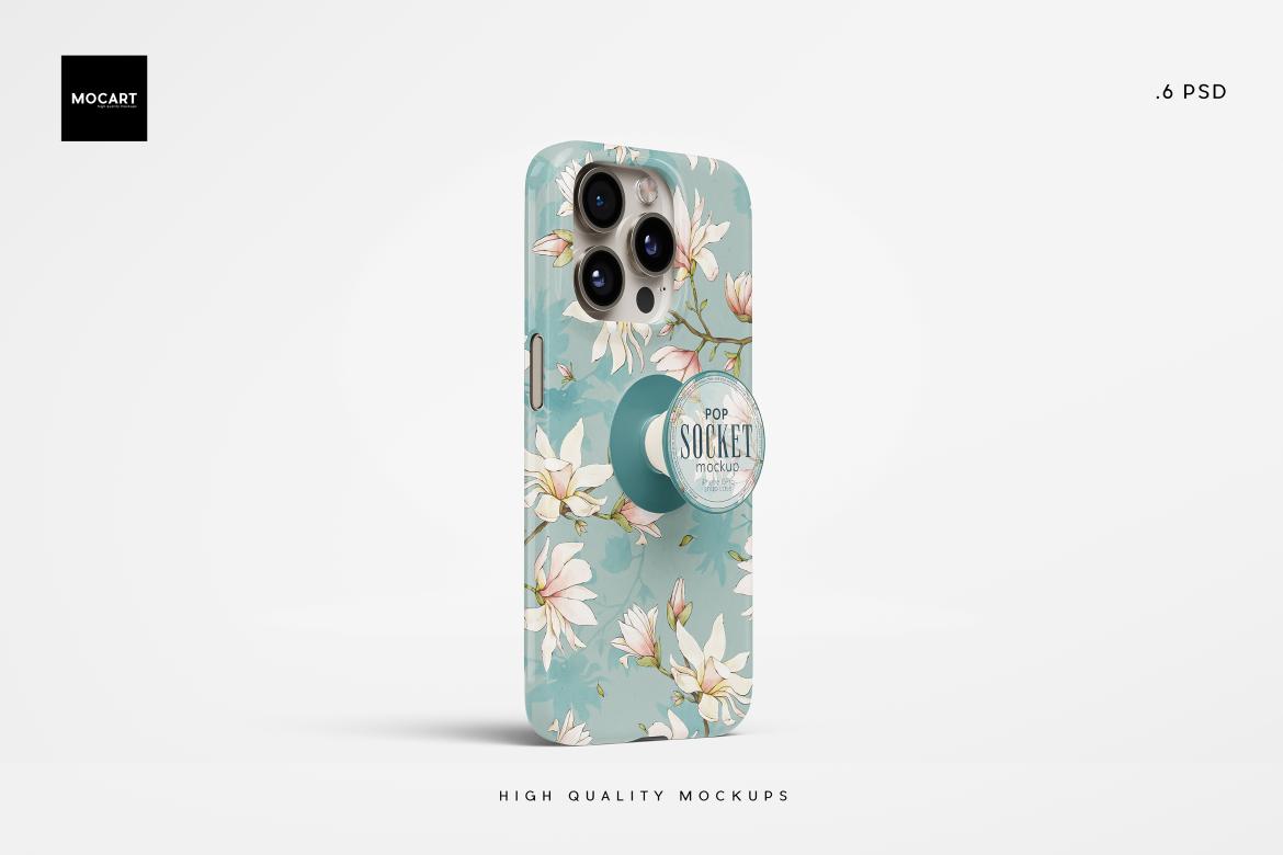 Popsocket + iPhone 15Pro Case Mockup