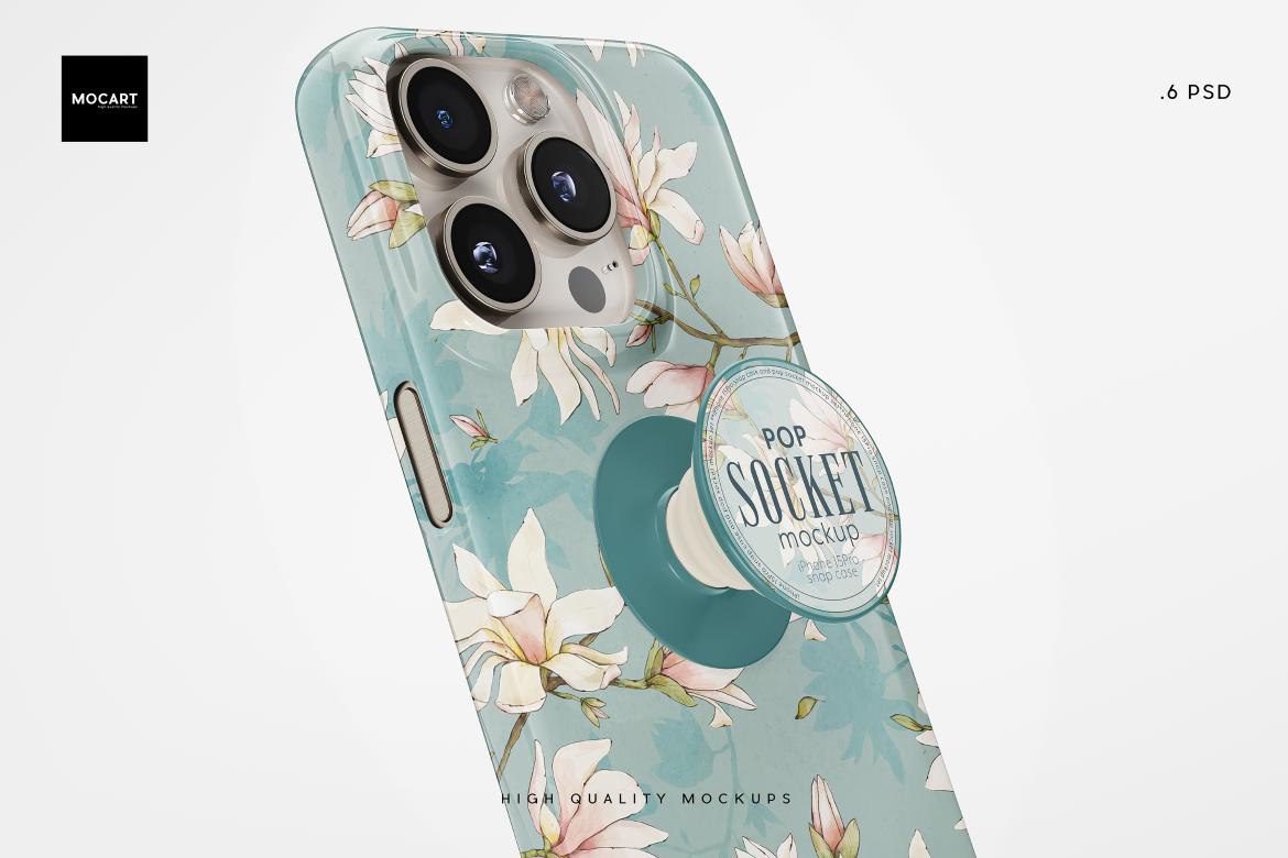 Popsocket + iPhone 15Pro Case Mockup