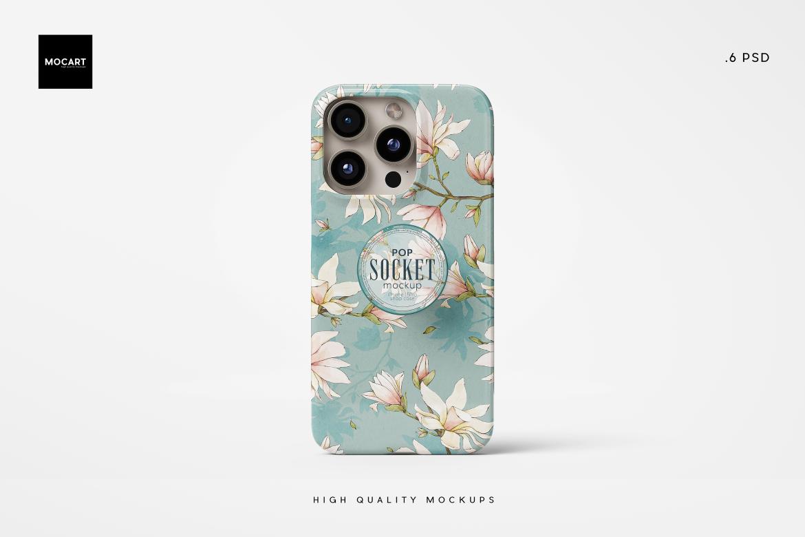 Popsocket + iPhone 15Pro Case Mockup