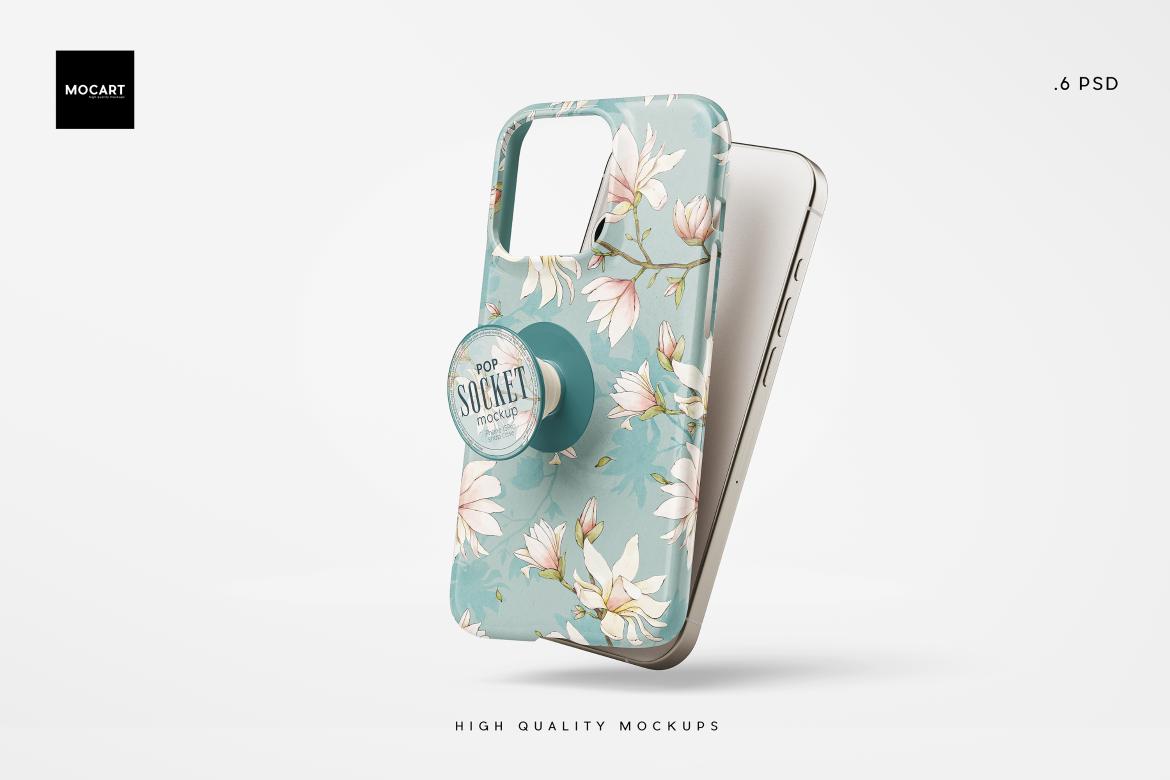 Popsocket + iPhone 15Pro Case Mockup