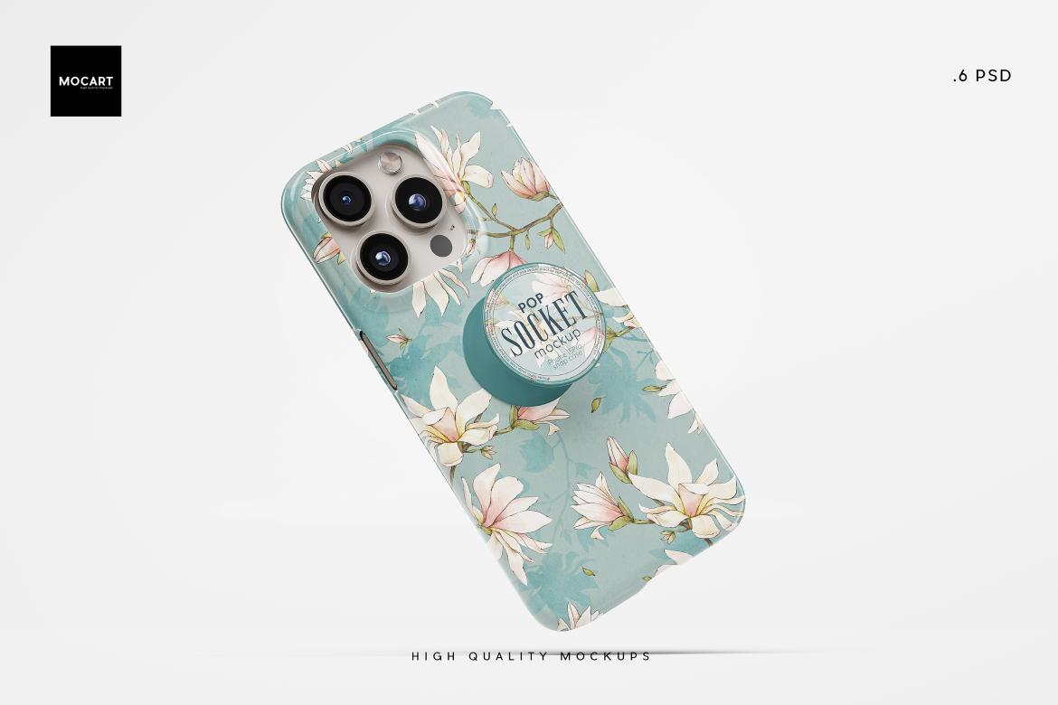 Popsocket + iPhone 15Pro Case Mockup
