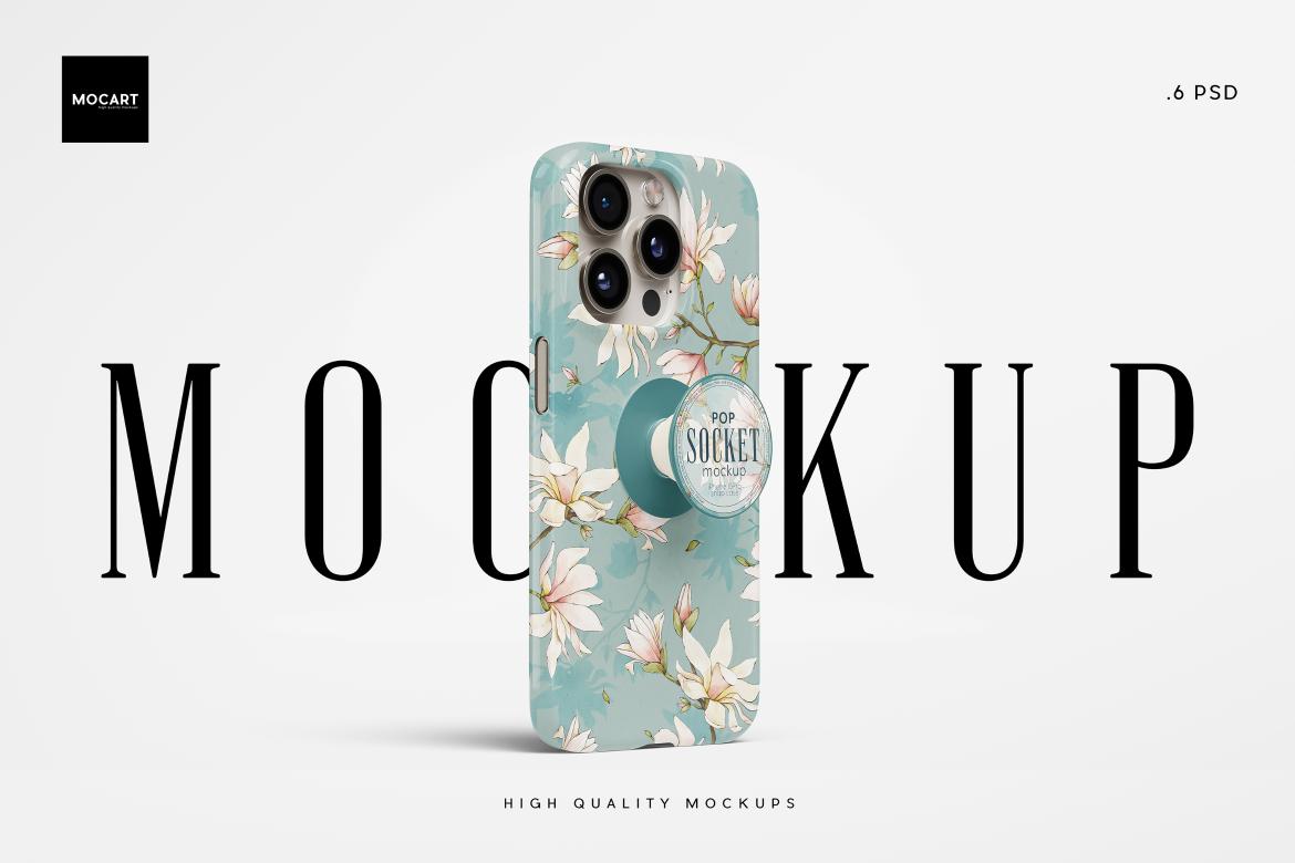 Popsocket + iPhone 15Pro Case Mockup