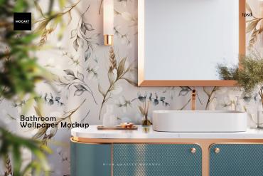 Bathroom Wallpaper Interior Mockup 4