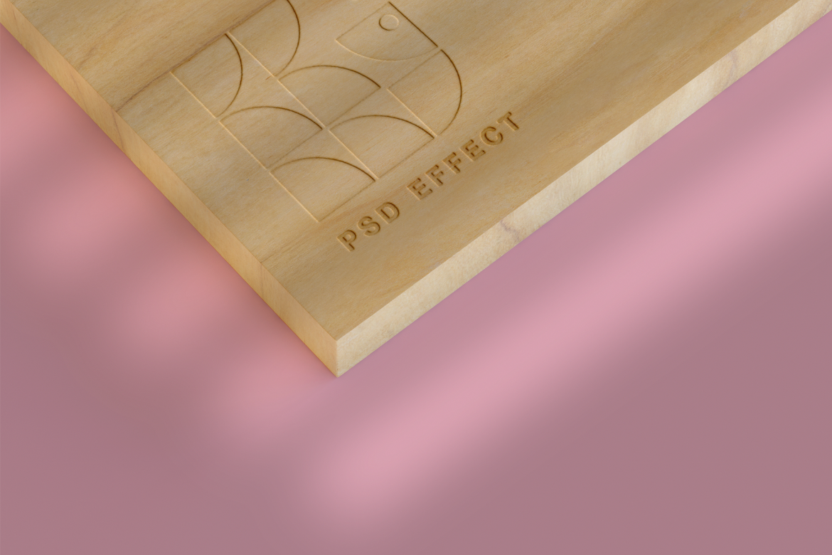 Engraved Wood Text Effect Mockup