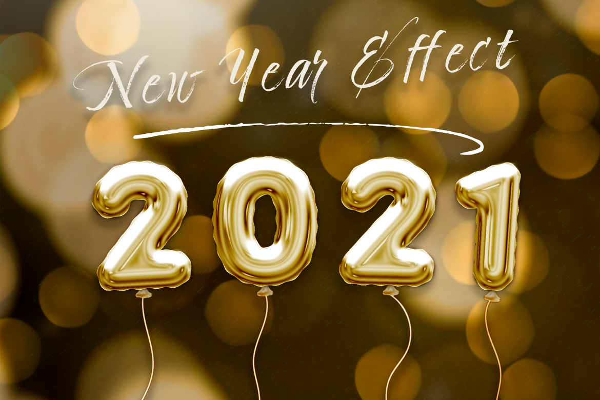Foil New Year Balloon Text Effect