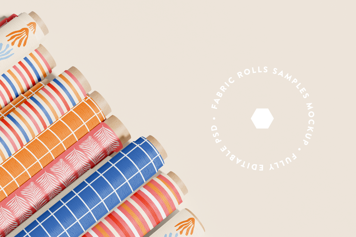 Roll Fabric Swatches Set Mockup