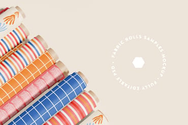 Roll Fabric Swatches Set Mockup