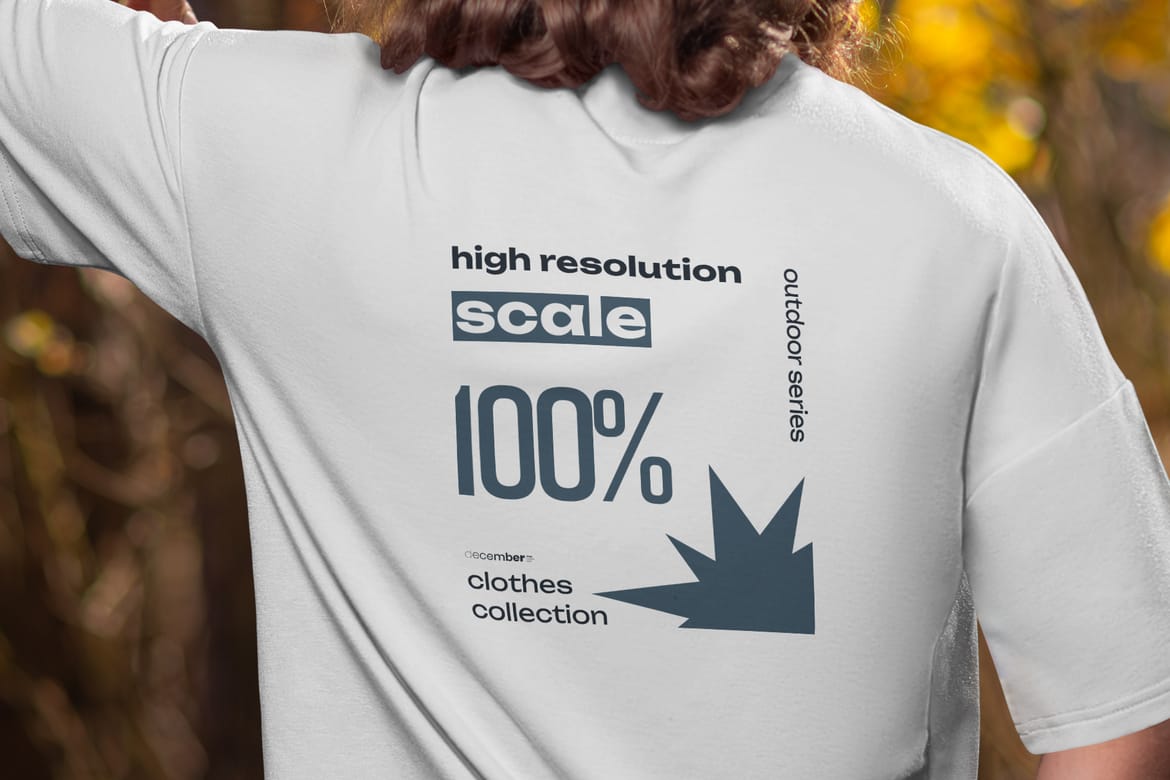 4 Mockups of Men's Oversize T-Shirt at the Outdoor. Forest. vol.04