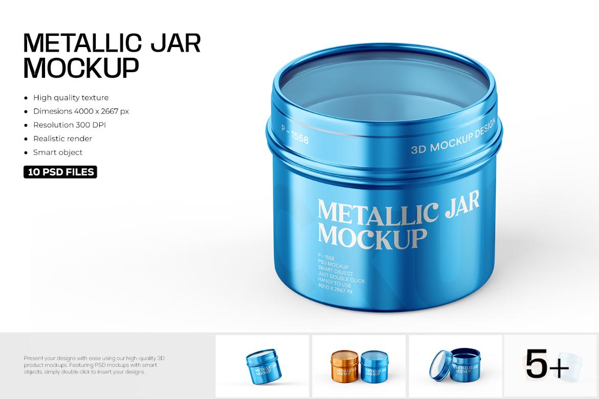 Metallic Herbal Tea Jar Mockup