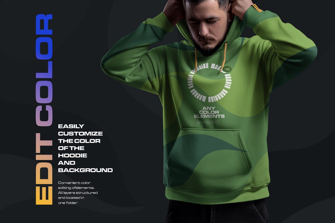  5 Mockups Oversize Hoodie. Dark Light vol. 02