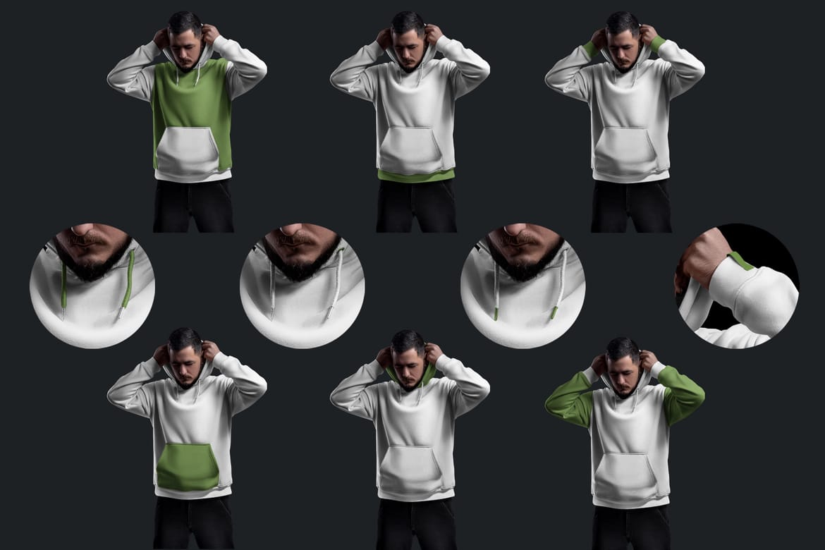   5 Mockups Oversize Hoodie. Dark Light vol. 02