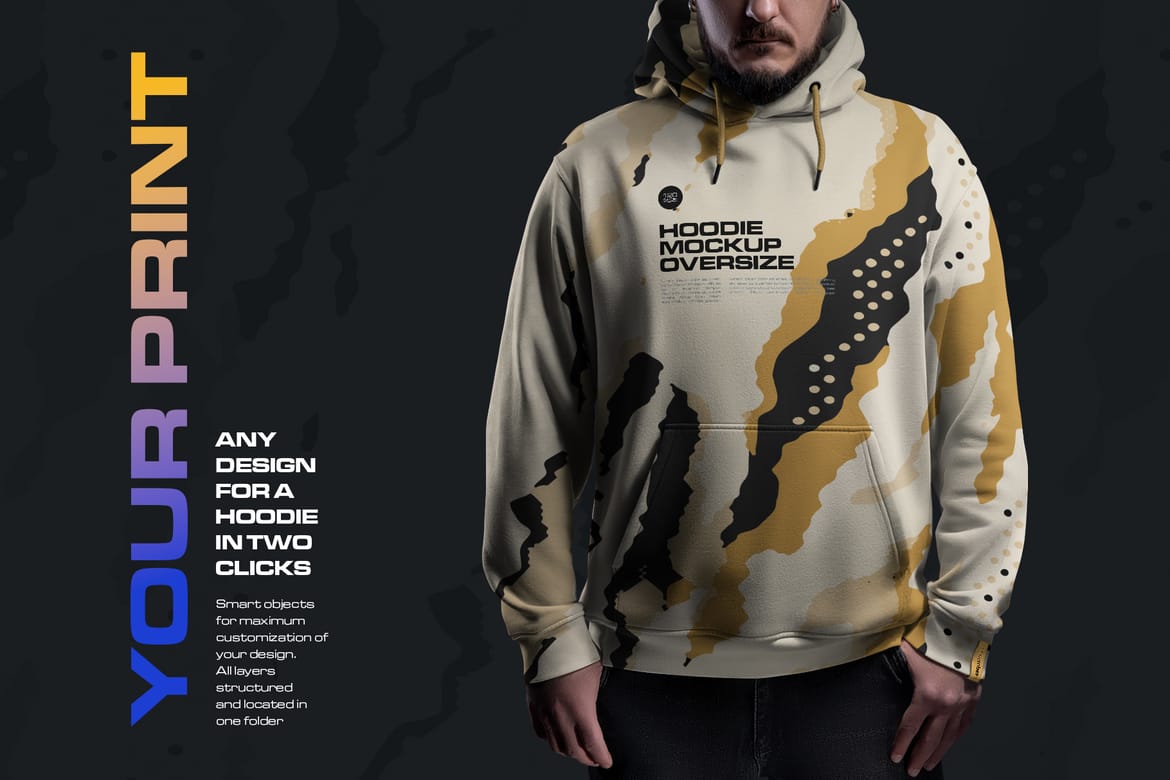   5 Mockups Oversize Hoodie. Dark Light vol. 02