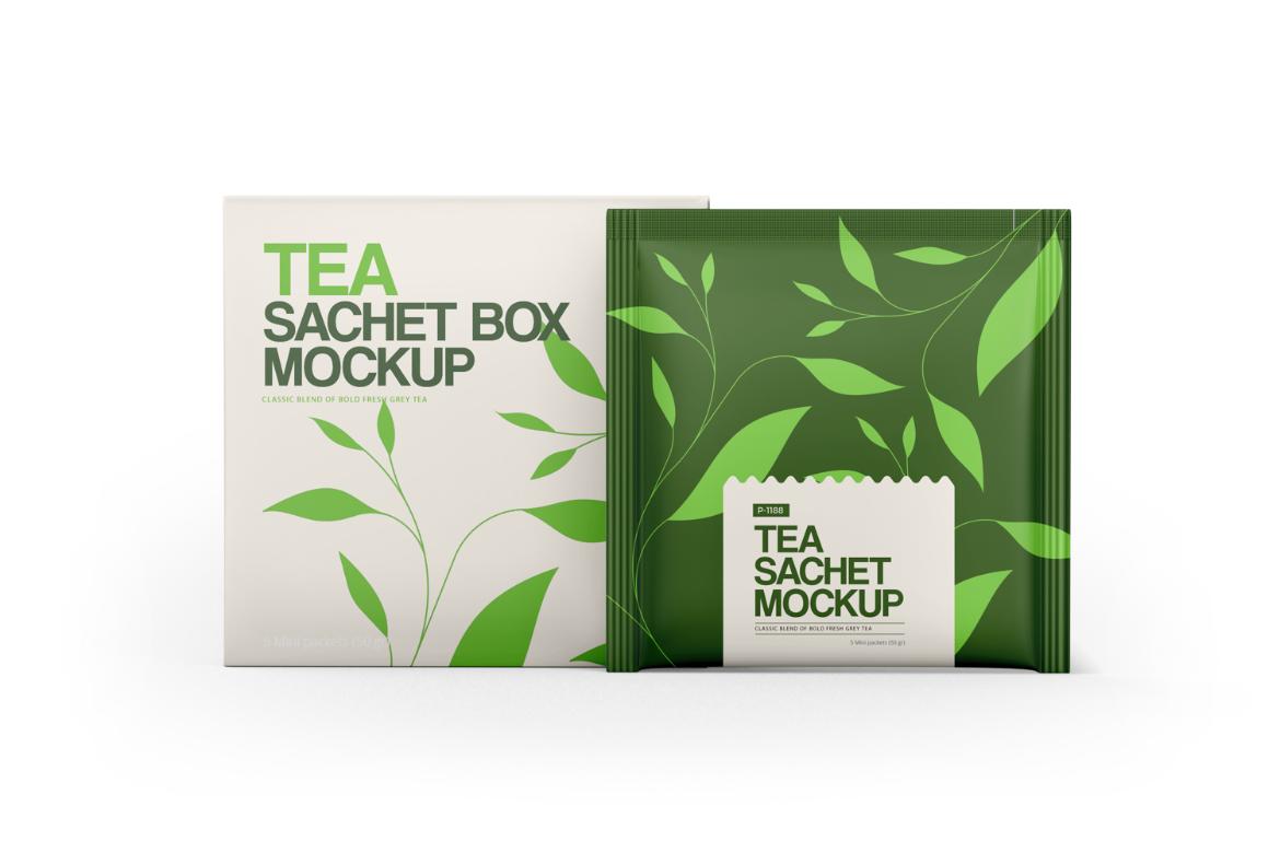 Tea Sachets with Box Mockup