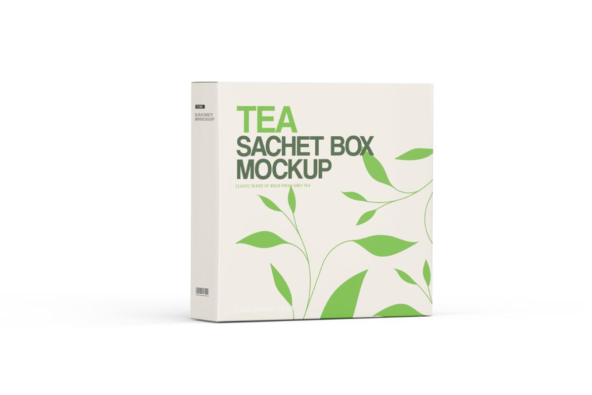 Tea Sachets with Box Mockup