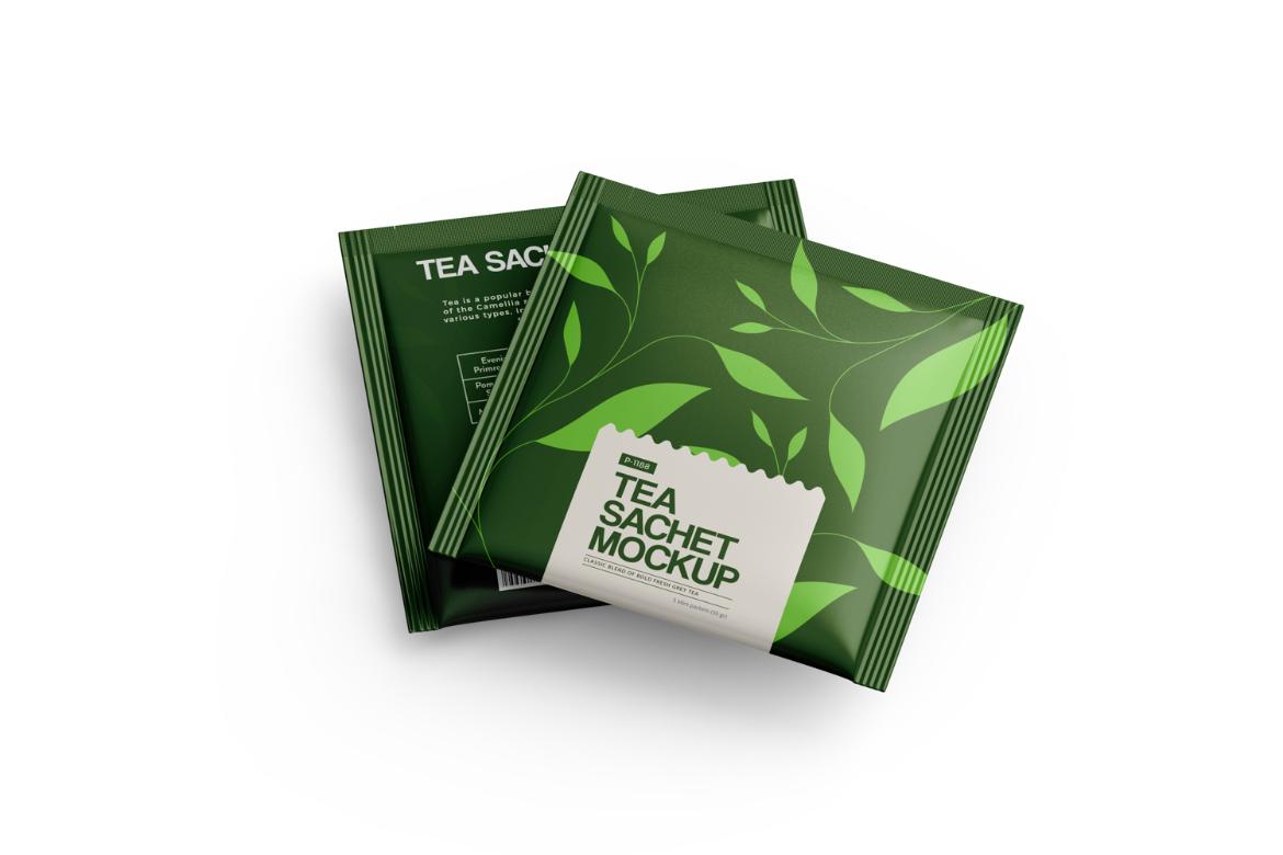 Tea Sachets with Box Mockup