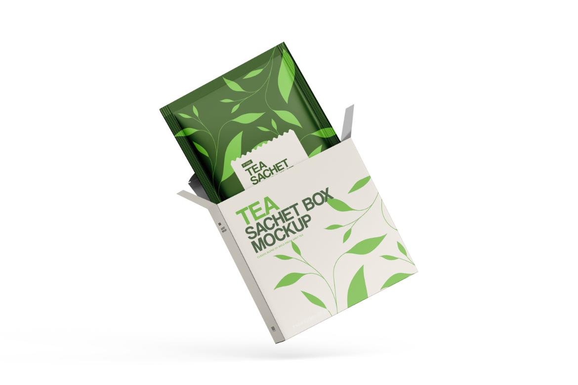 Tea Sachets with Box Mockup