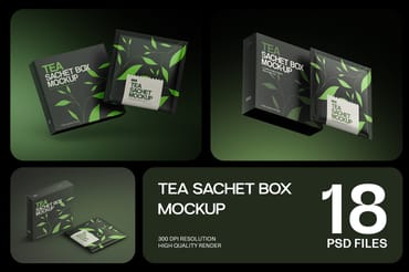 Tea Sachets with Box Mockup