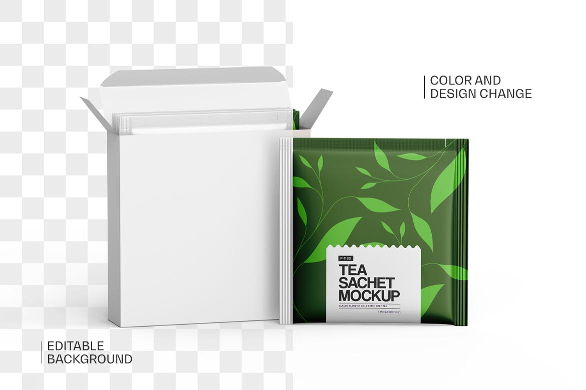 Tea Sachets with Box Mockup