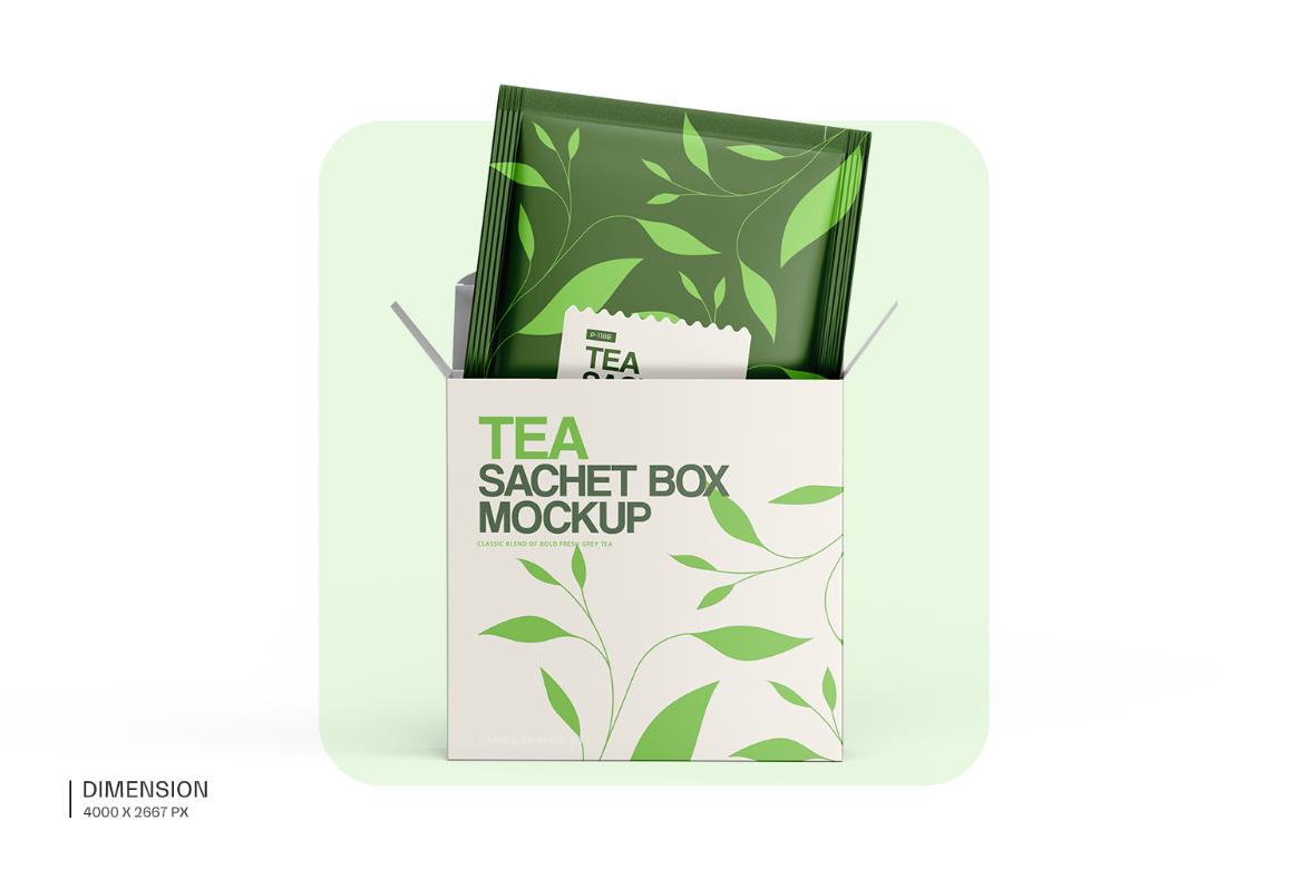 Tea Sachets with Box Mockup