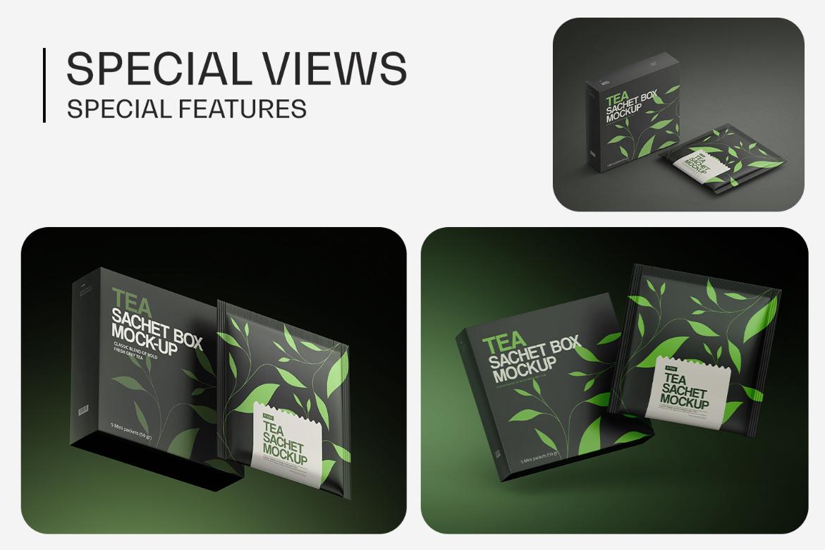 Tea Sachets with Box Mockup