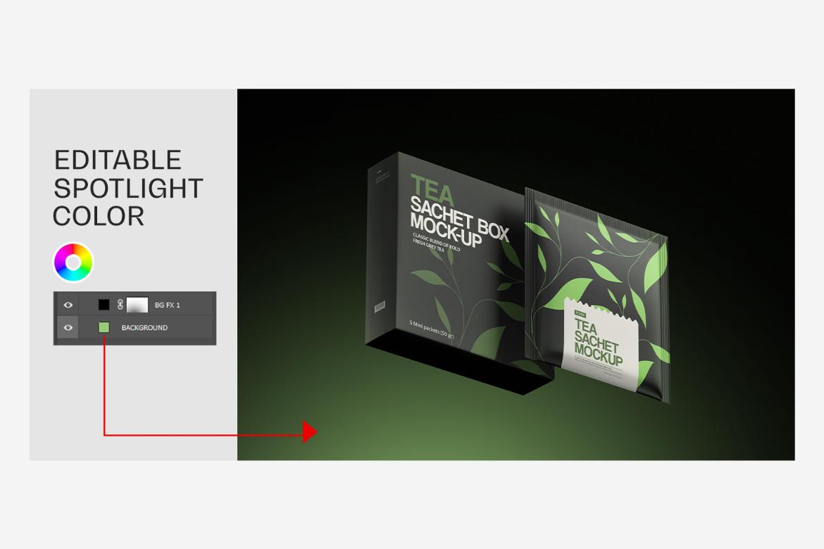 Tea Sachets with Box Mockup