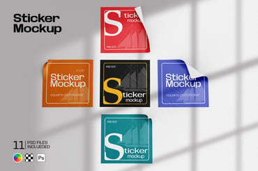 Square Sticker Mockup For Branding 