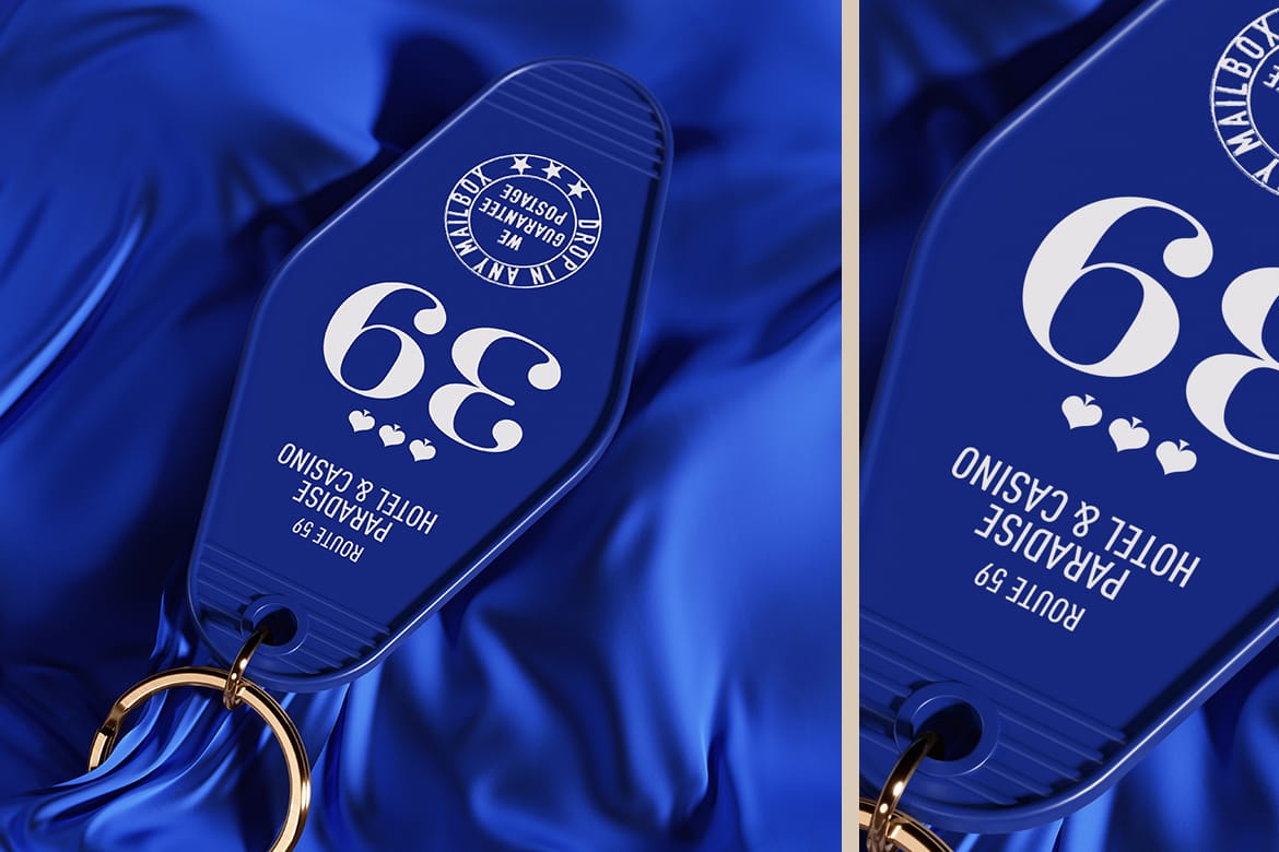 Hotel Keychain on Wavy Fabric Mockup