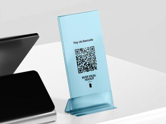QR Code Signage Standing Mockup
