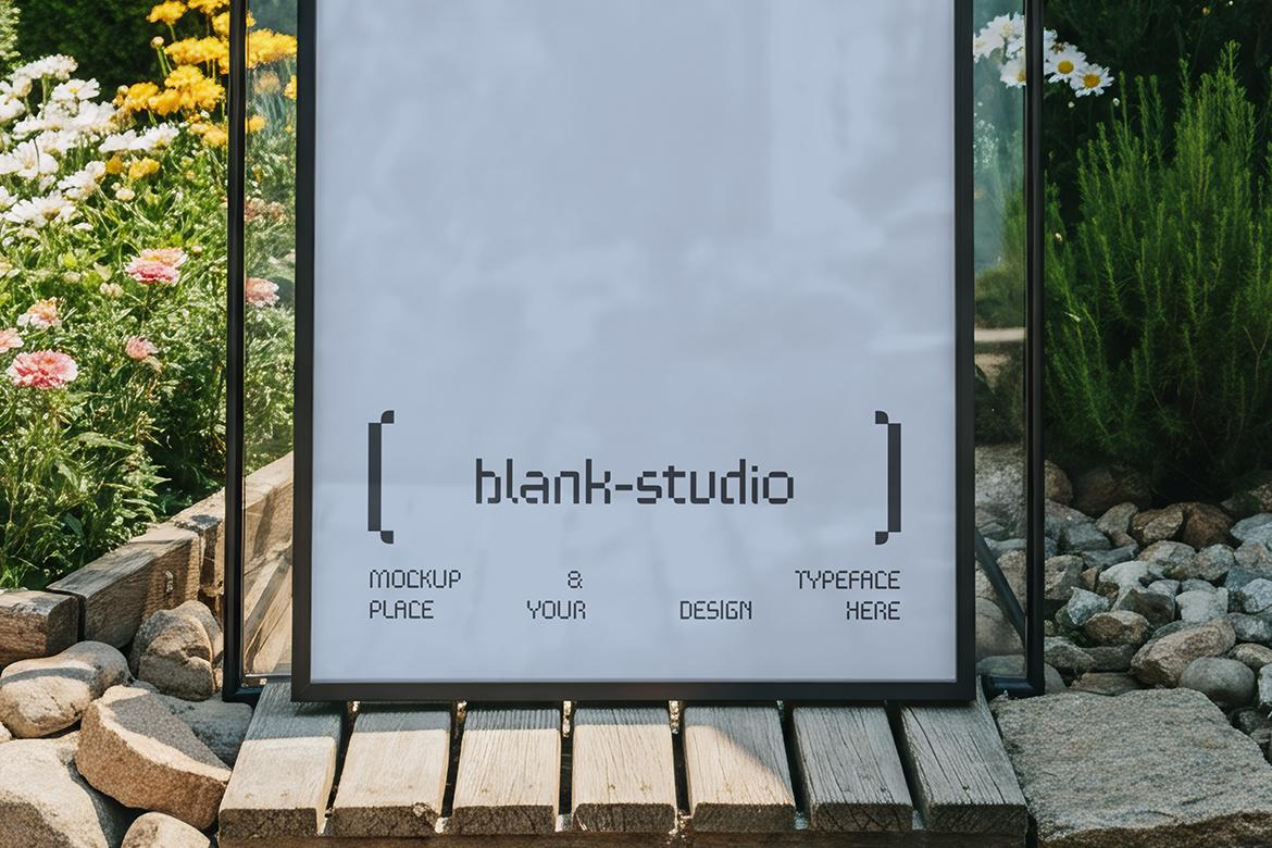 Mockup Outdoor Poster in The Garden