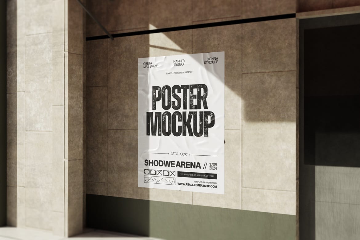 Glued Poster Mockup