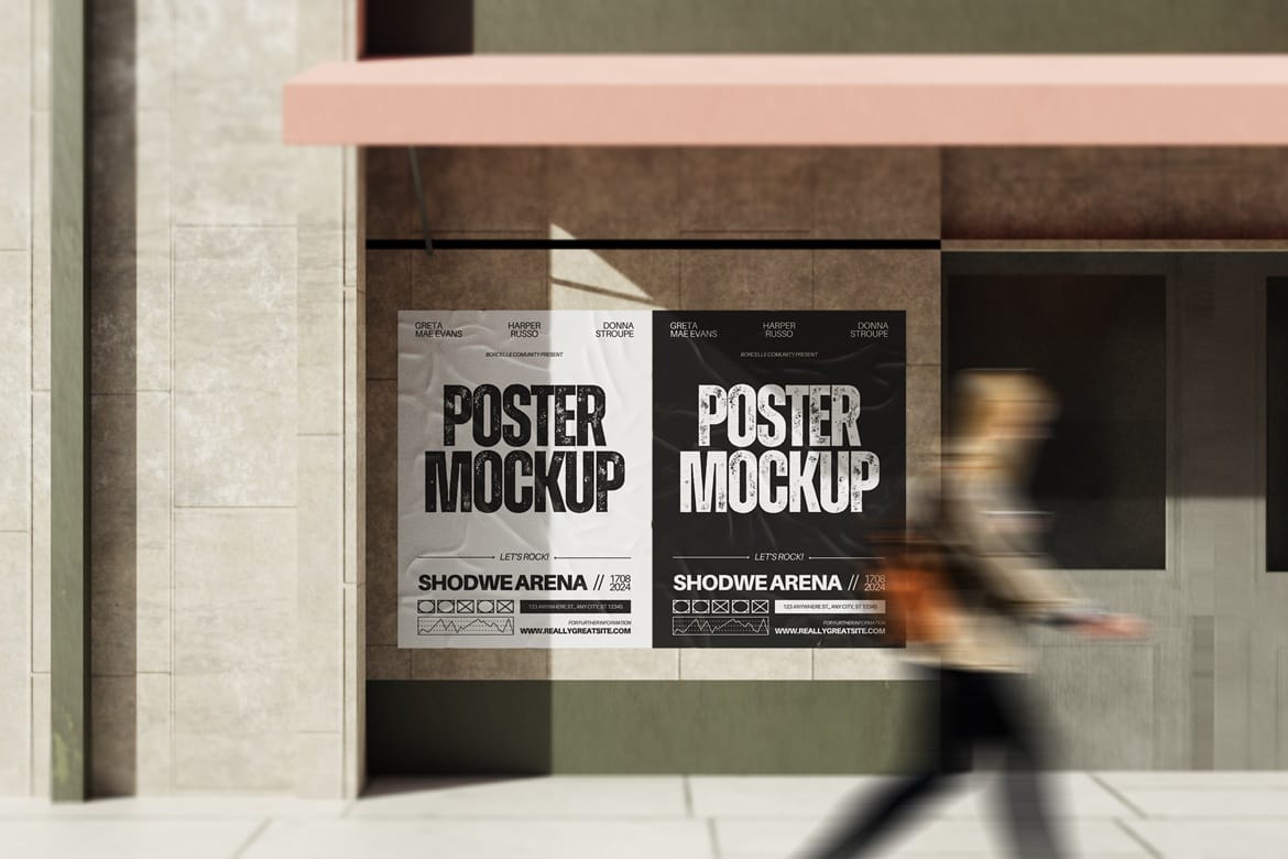 Glued Poster Mockup