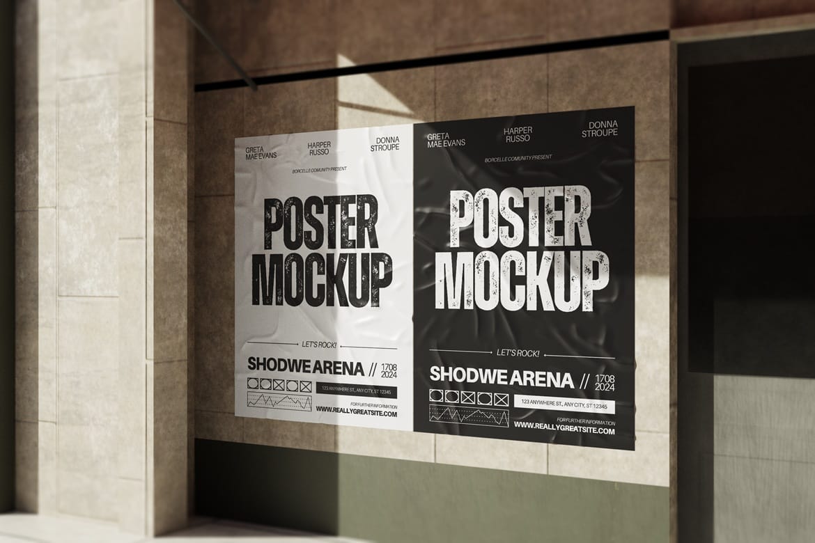 Glued Poster Mockup