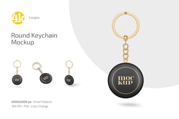 Round Keychain Mockup Set