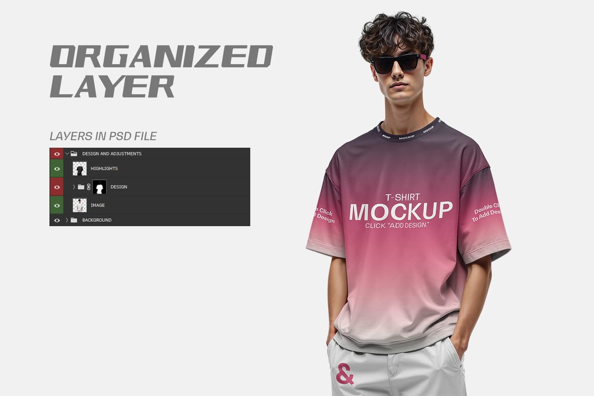 Oversized Stylish T-Shirt PSD Mockup
