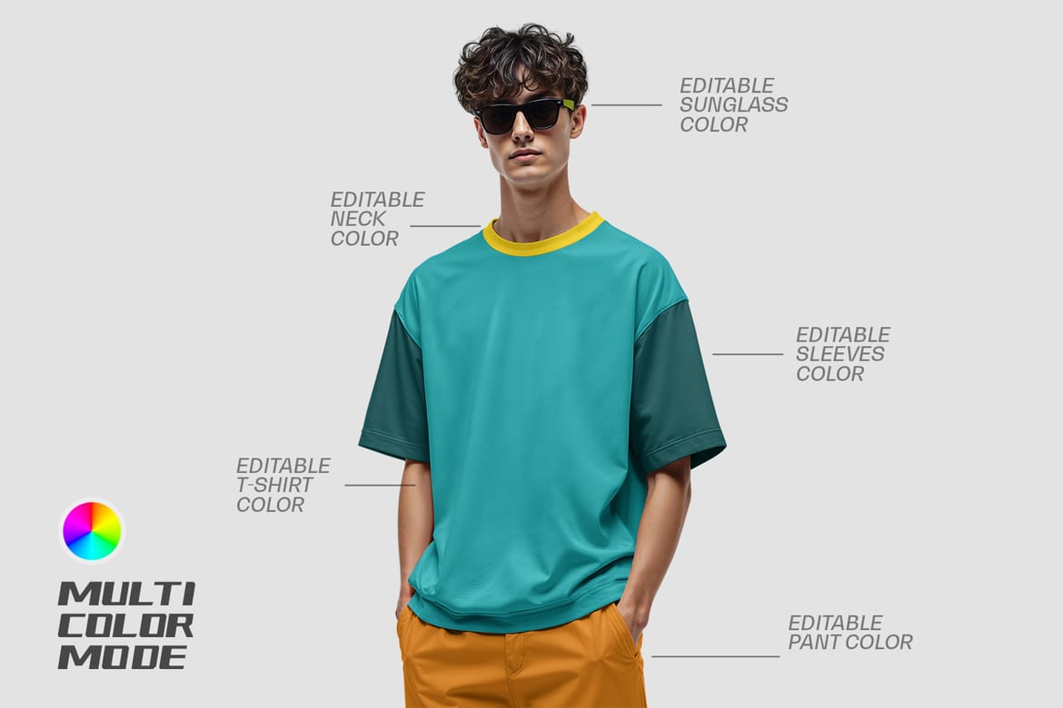 Oversized Stylish T-Shirt PSD Mockup