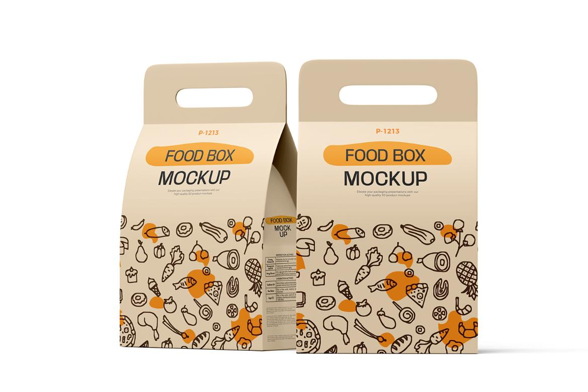 Take Away Handled Food Box Mockup