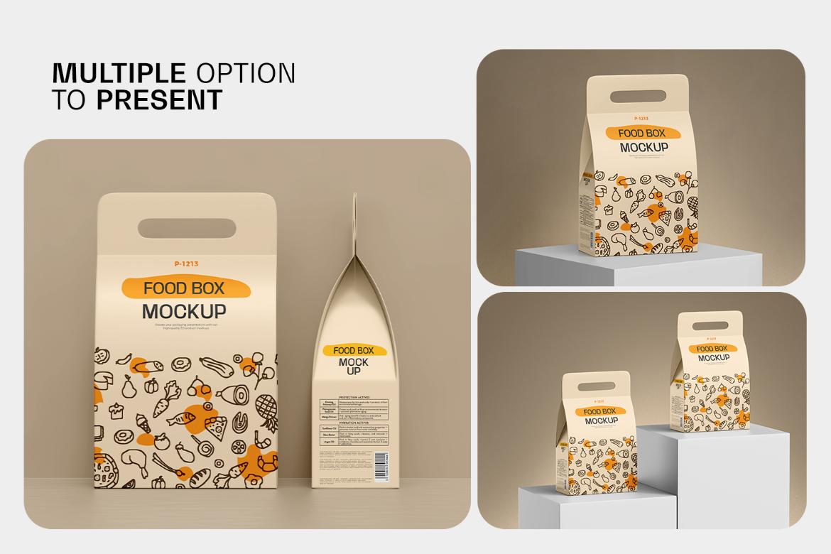 Take Away Handled Food Box Mockup