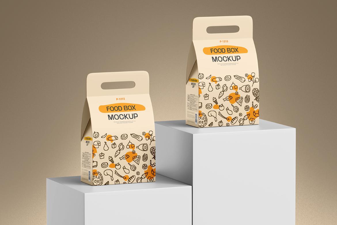 Take Away Handled Food Box Mockup