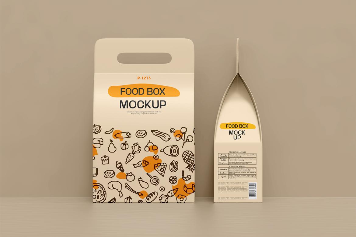 Take Away Handled Food Box Mockup