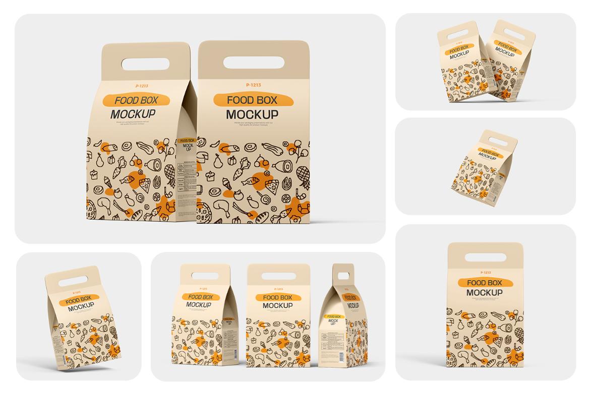 Take Away Handled Food Box Mockup