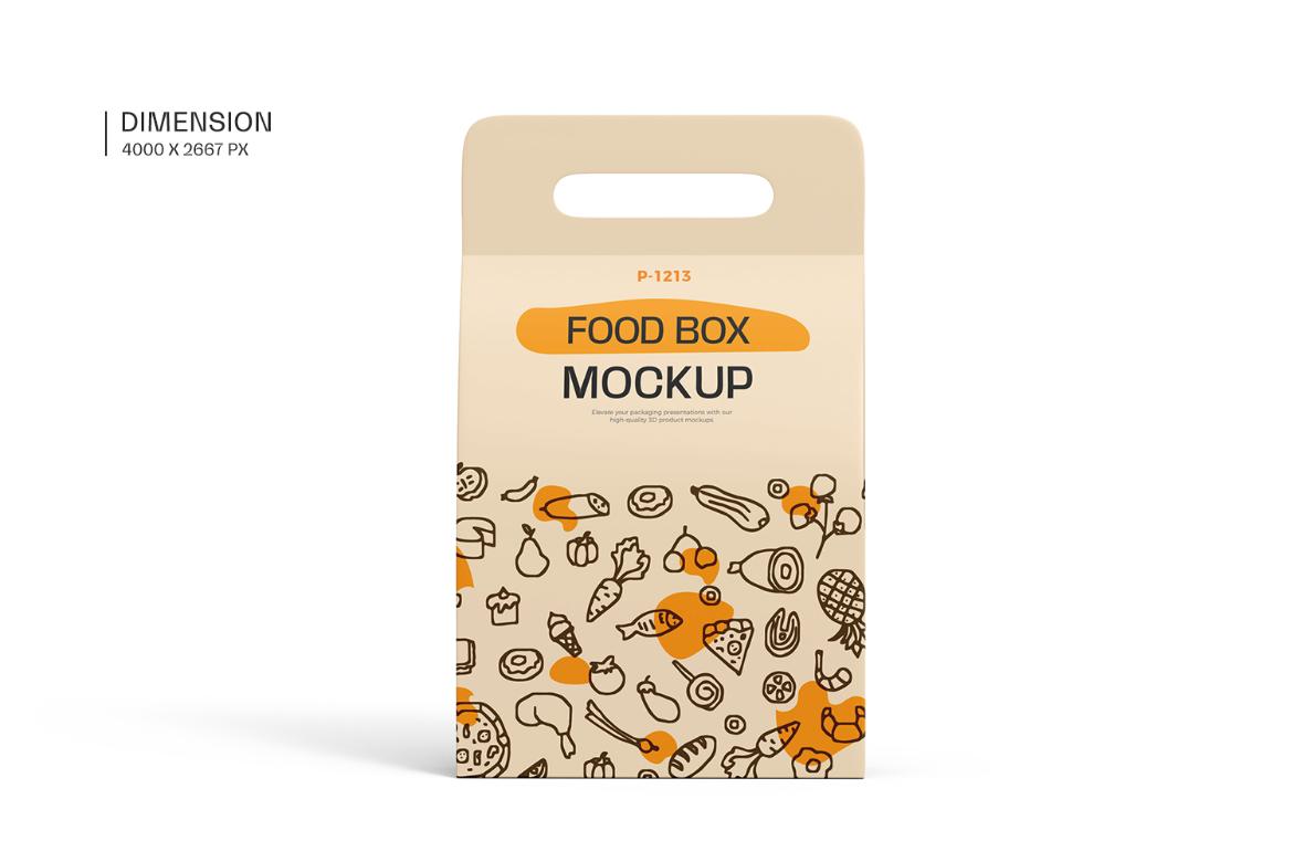 Take Away Handled Food Box Mockup