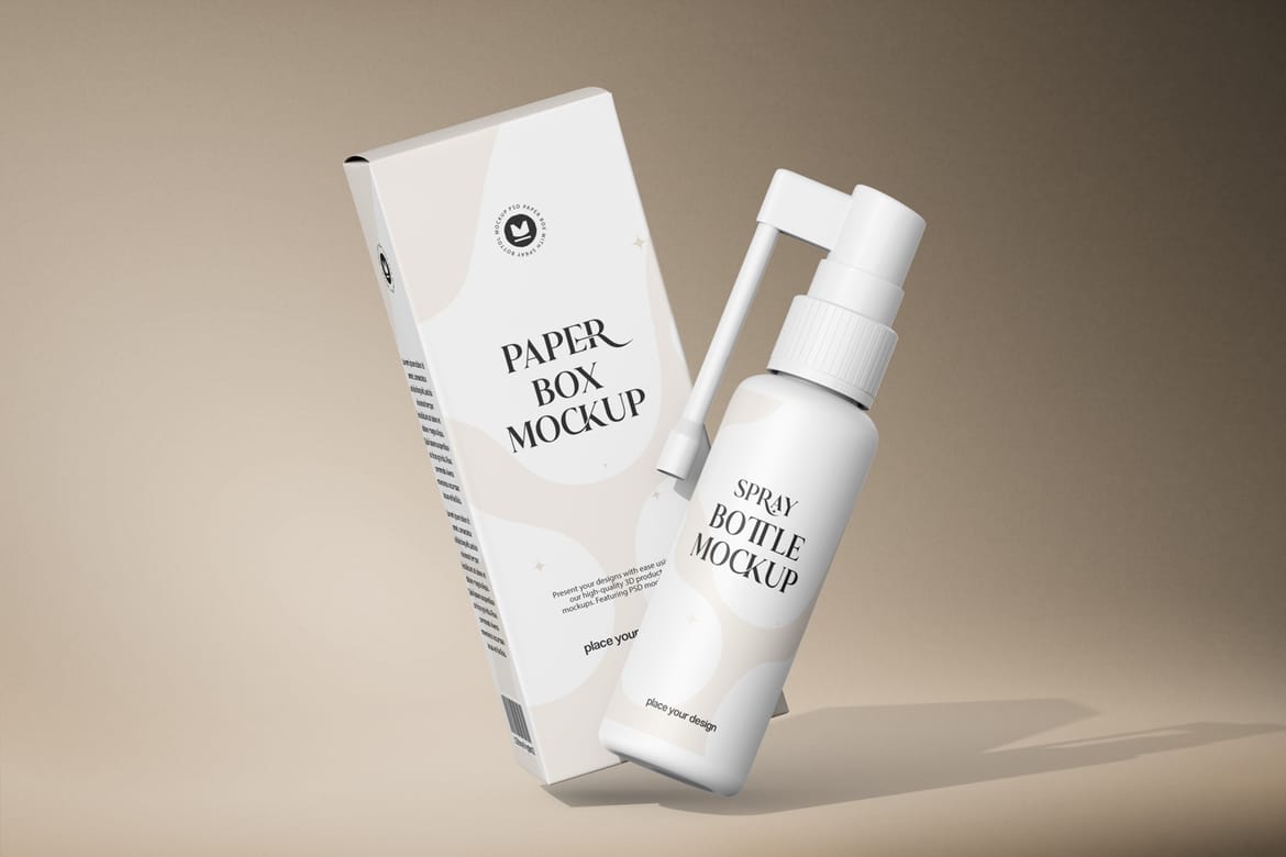 Plastic Throat Spray Bottle Mockup