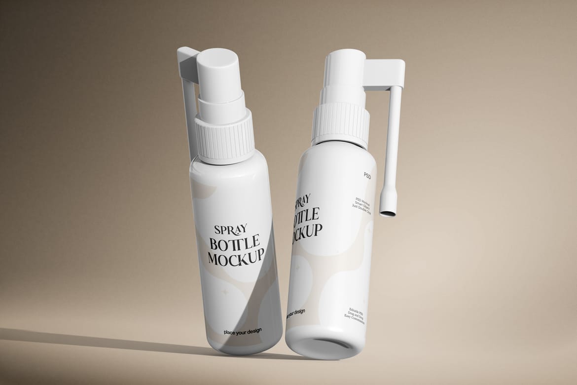 Plastic Throat Spray Bottle Mockup