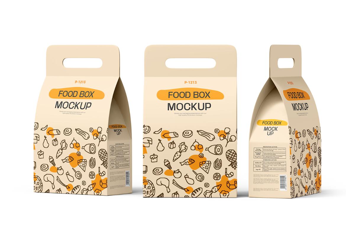 Take Away Handled Food Box Mockup