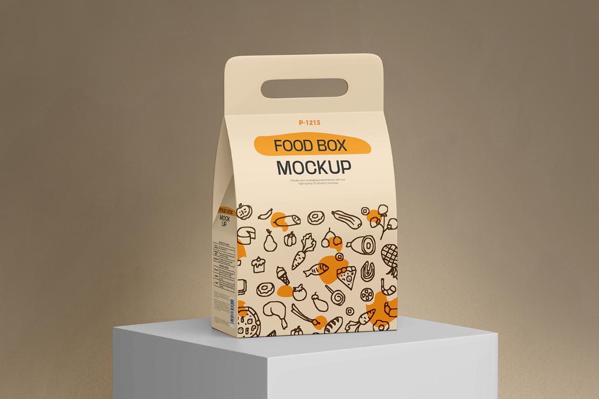 Take Away Handled Food Box Mockup