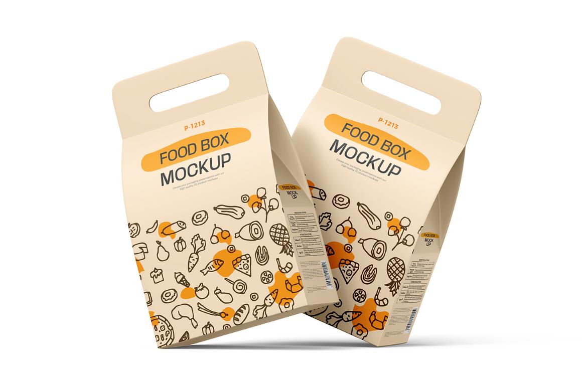 Take Away Handled Food Box Mockup