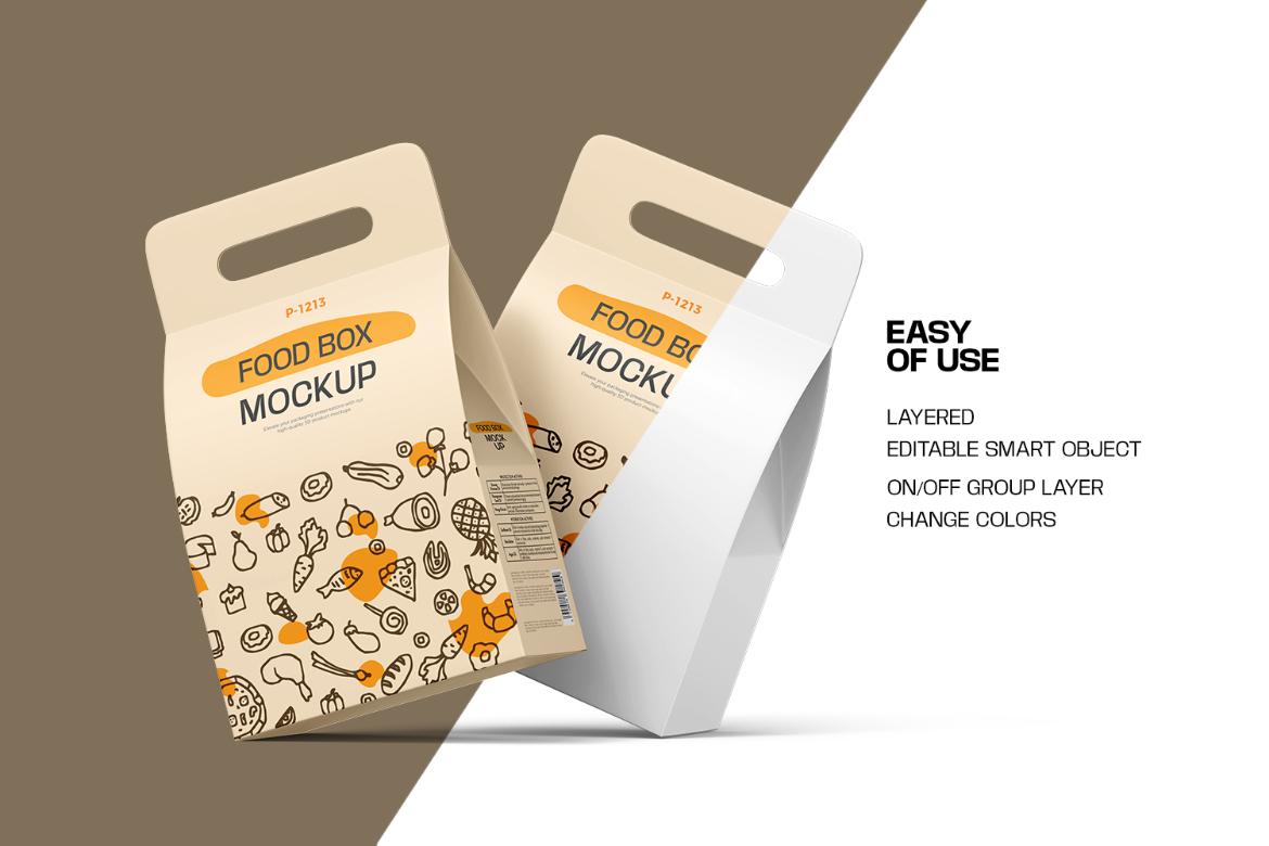 Take Away Handled Food Box Mockup