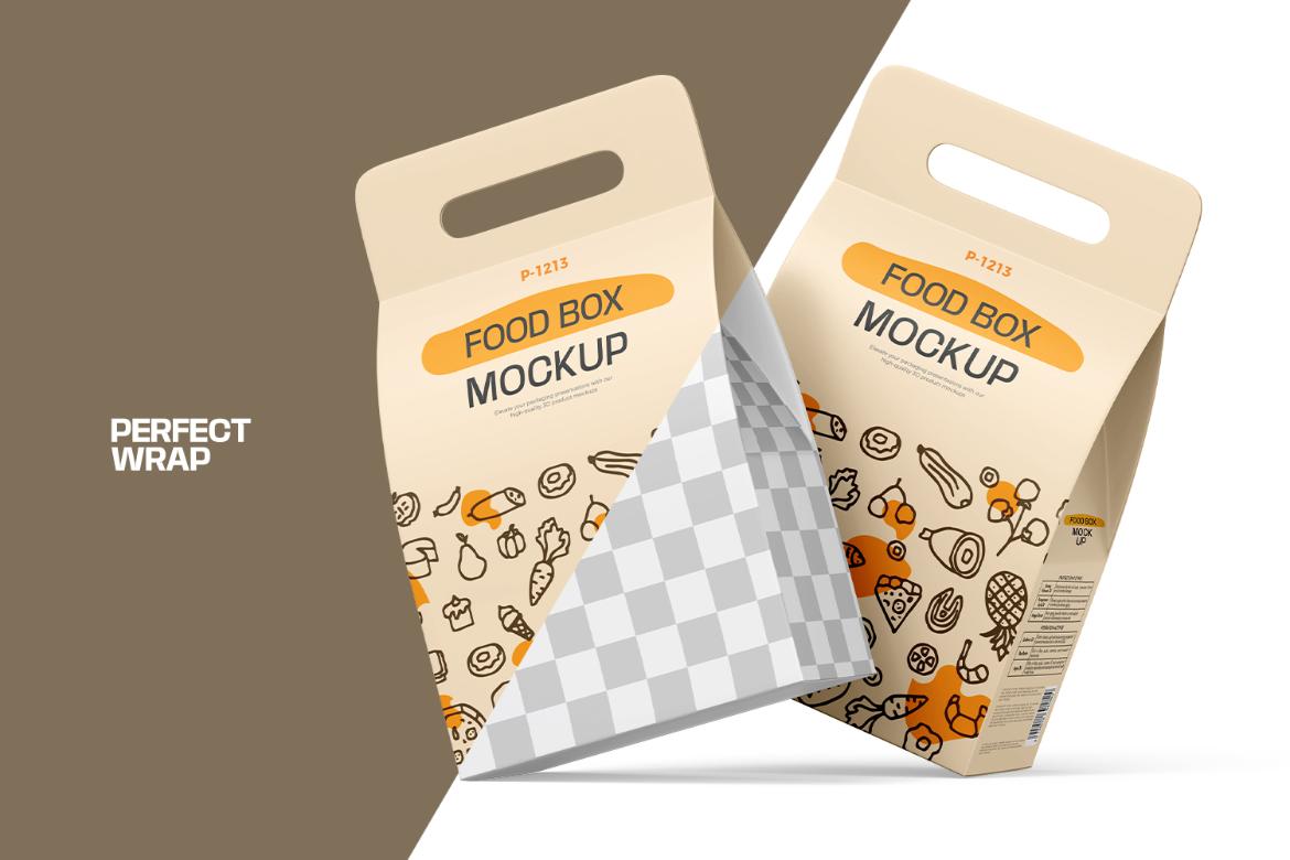 Take Away Handled Food Box Mockup